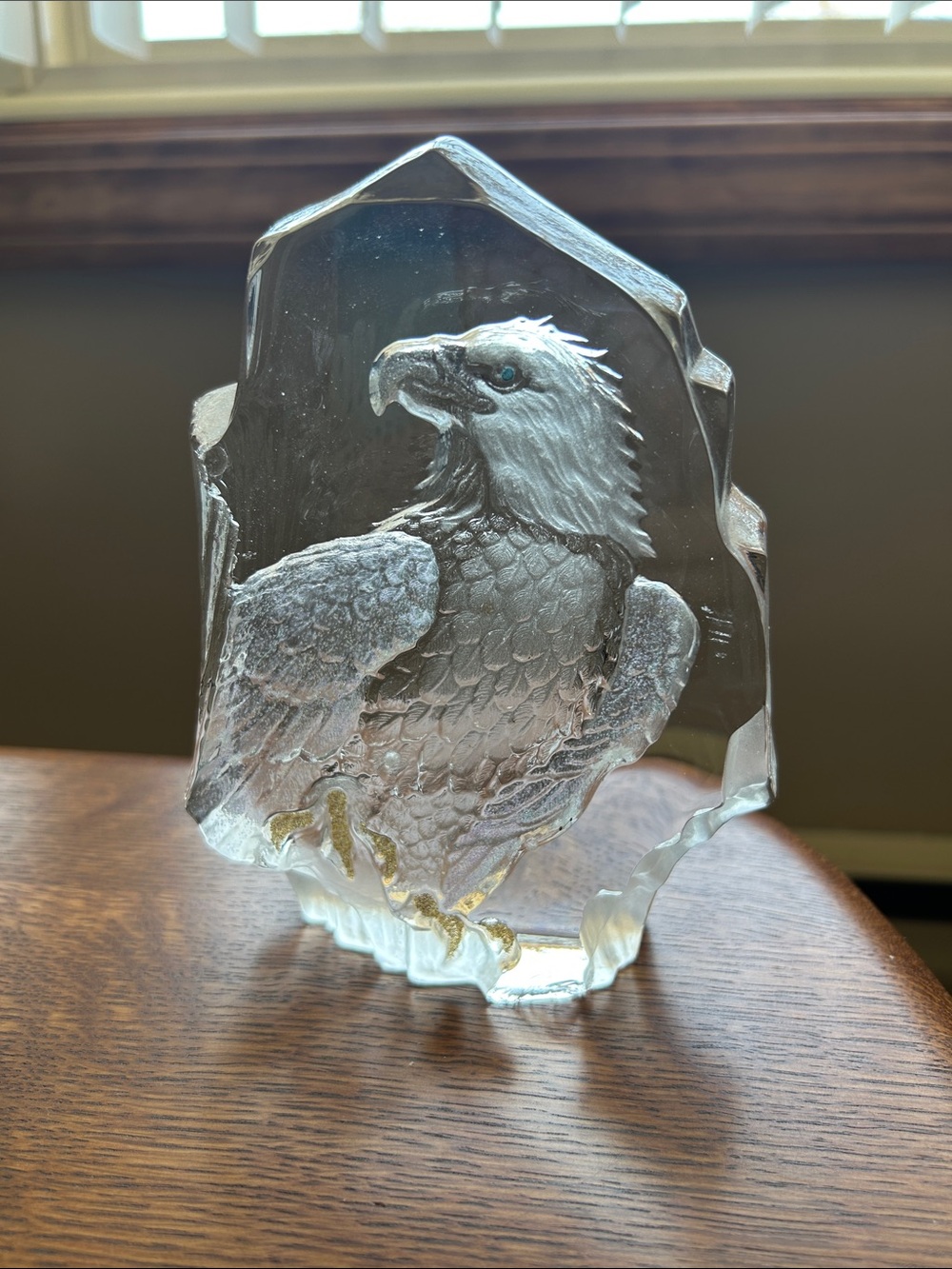 Clear Glass Eagle Sculpture Home Art - Clear - Picture 2 of 3